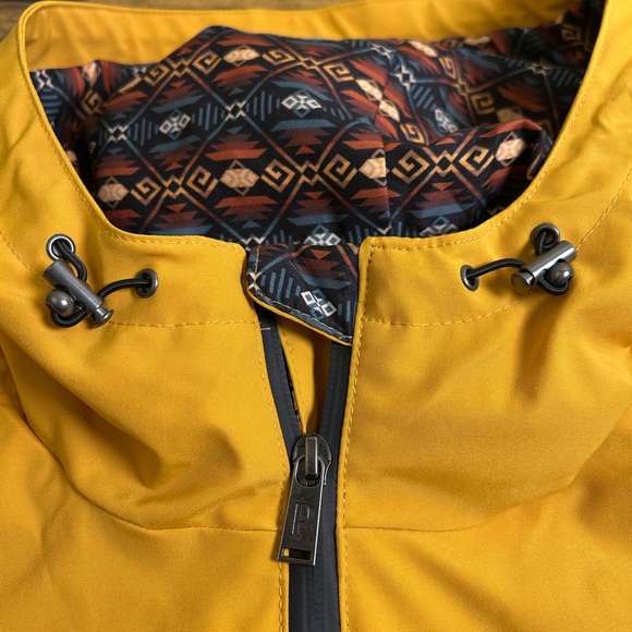 PENDLETON Hooded Rain Jacket Yellow/Goldenrod Aztec Lining W XL Water Repellent - Picture 6 of 16